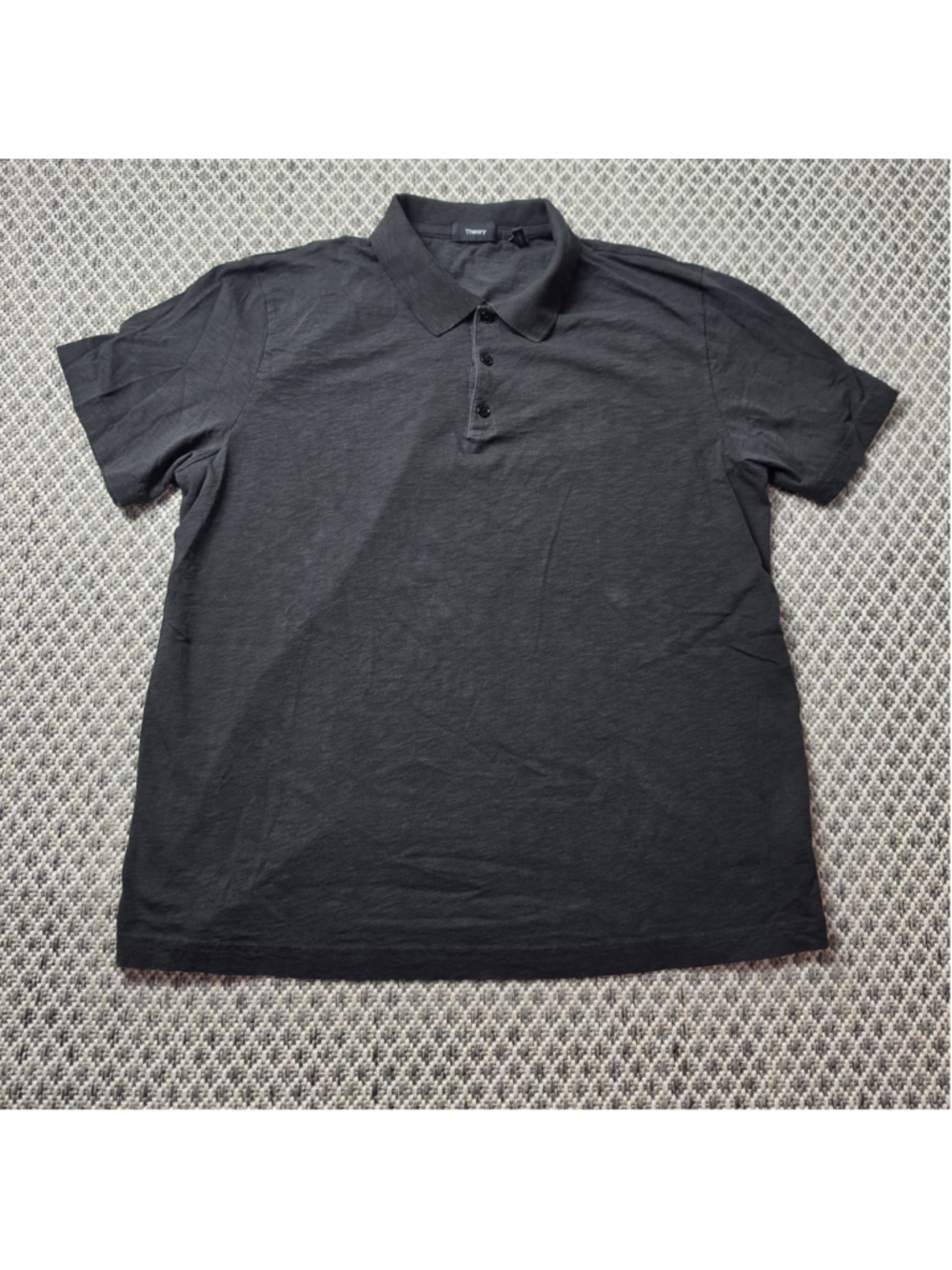 Theory Mens XL Gray Short Sleeve Polo Shirt Lightweight Minimalist - Picture 2 of 7